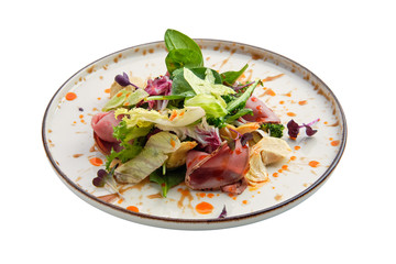 Salad with roastbeef isolated on white