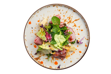 Salad with roastbeef isolated on white