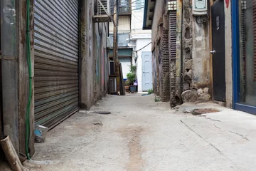 Sierkussen Smal steegje Old narrow alley Korea. streets and narrow alleyways of Korea.  © bong