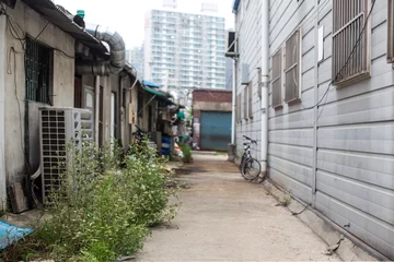 Printed roller blinds Old narrow alley Korea. streets and narrow alleyways of Korea.