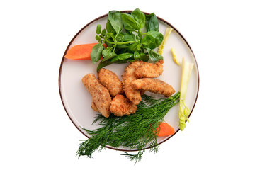 Chicken nuggets in breading isolated on white