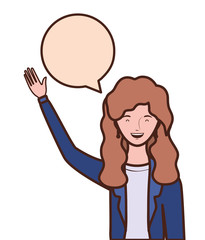 woman with speech bubble avatar character
