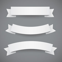 Set of White Flags Or Ribbon Banners