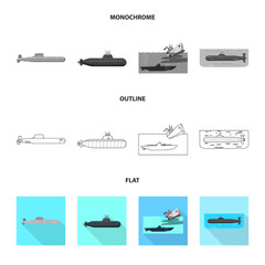 Vector design of war and ship logo. Set of war and fleet stock vector illustration.