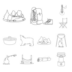 Isolated object of travel and nature sign. Set of travel and park stock symbol for web.