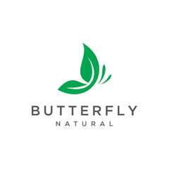 Butterfly with Leaves vector logo design inspiration