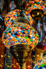 Colorful turkish glass lamps chandelier with glass details in Turkey