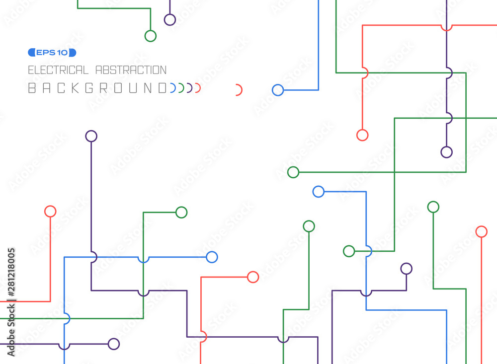Poster abstract design of colorful electrical lines pattern background. vector eps10