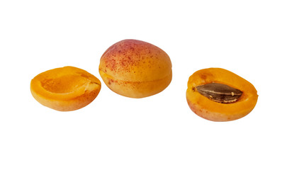 ripe sweet apricots isolated on white close up