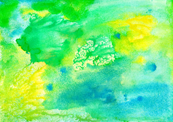 Fototapeta na wymiar Abstract green yellow watercolor background