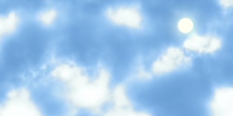 Blue sky background and fluffy white cloud in sunny day