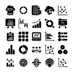 Data Analytics and Charts Solid Icons Set 