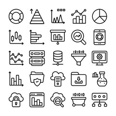 Data Analytics and Charts Line Icons Pack 