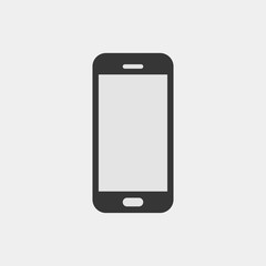Mobile phone icon. Smartphone vector illustration. Isolated pictogram on white beckgraund. Сoncept of the telephone with touch screen. Black symbol for web design in flat style. Icon for button or app