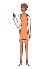 young woman standing on white background