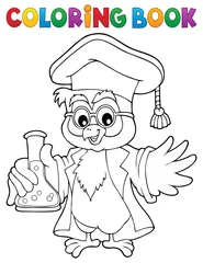 Crédence de cuisine en verre imprimé Pour enfants Coloring book chemistry owl teacher 1