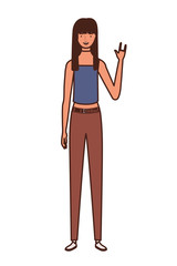 young woman standing on white background