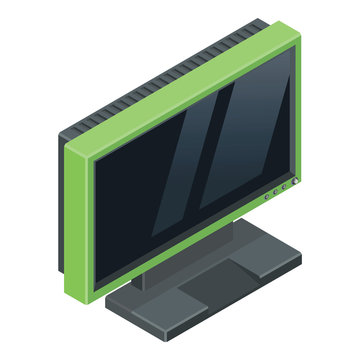 Modern Green Gamer Monitor With Reflections On The Screen