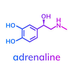 Adrenaline chemical formula on white background