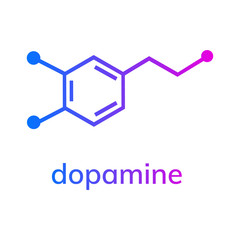 Dopamine chemical formula on white background