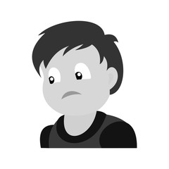 Portrait of sad boy. Baby boy color vector illustration. Flat design.