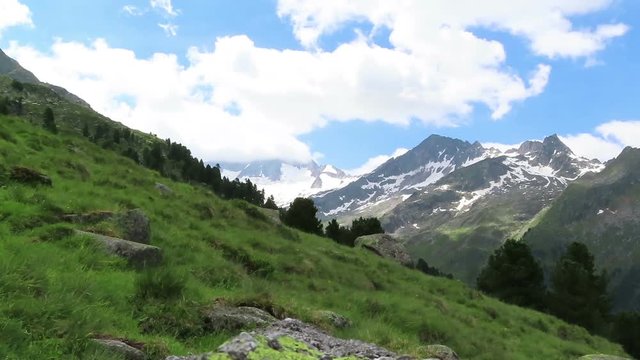 Cloud Time lapse of High tauern mountains in tirol Austria. Snow covered mountains.