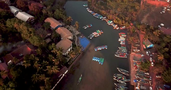 Beautiful drone shot of Baga river during the evening
