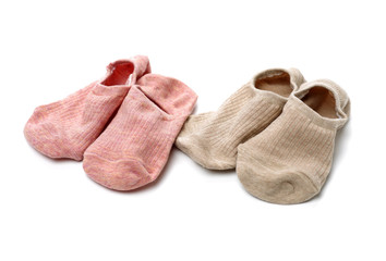 Invisible lady shoe socks in different colors isolated on white background