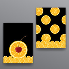 Oranges pattern, creative pages covers for bar menu, juicy drinks or fruits restaurant