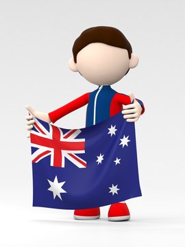 国旗を掲げるオーストラリアのスポーツ選手
