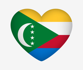 Heart Shaped National Flag of Comoros. I Love My Country. Vector Illustration