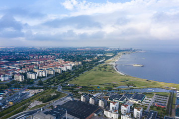 Aerial view of the Ribersborg Beach in Malmo, Sweden