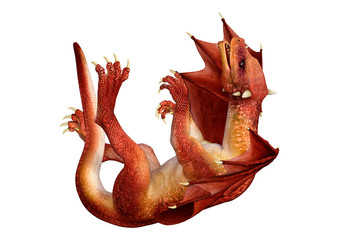 3D Rendering Fairy Tale Dragon on White