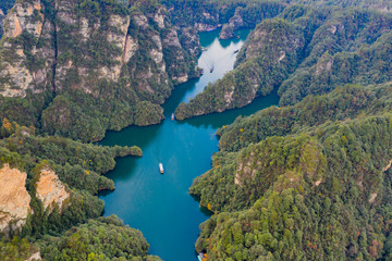 Above view of Baofeng lake in famous scenic attraction Zhanjiajie