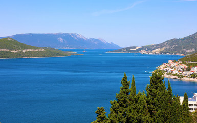 Fototapeta na wymiar Beautiful panoramic view of Adriatic Sea from Neum town in Bosnia and Herzegovina, Europe