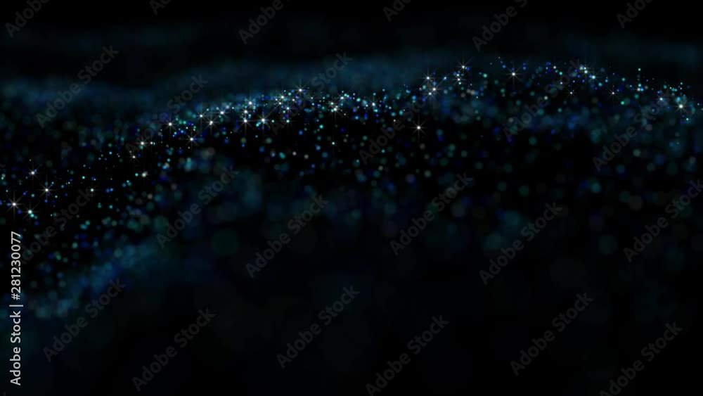 Poster animated background with particles with a shallow depth of focus.