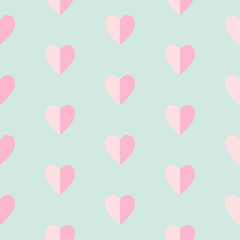 Plakat Seamless pattern with dark pink and light pink hearts on blue background. Cute background for notes, posters, cards