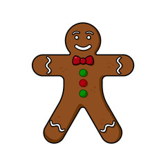 Christmas gingerbread man cookie. Vector illustration eps10