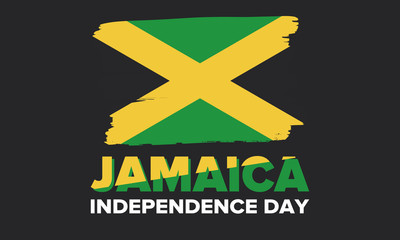 Fototapeta premium Jamaica Independence Day. Independence of Jamaica. Holiday, celebrated annual in August 6. Jamaica flag. Patriotic element. Poster, greeting card, banner and background. Vector illustration