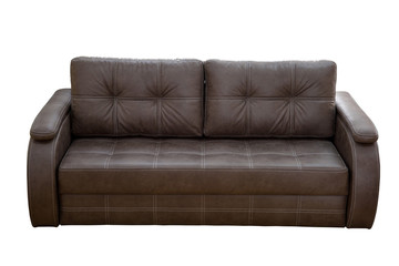 brown leather sofa isolated on white background