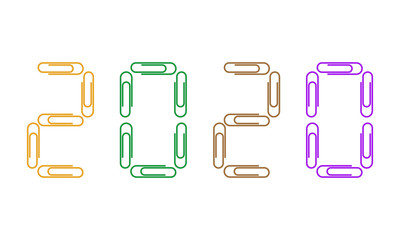 Paper clips isolated on white background,Top view,flat lay,Paperclip icon