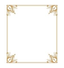 Obraz premium Vector thin gold beautiful decorative vintage frame for your design. Making menus, certificates, salons and boutiques. Gold frame on a dark background. Space for your text.