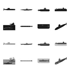 Isolated object of war and ship icon. Set of war and fleet stock vector illustration.