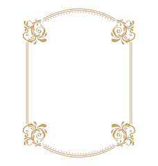 Vector thin gold beautiful decorative vintage frame for your design. Making menus, certificates, salons and boutiques. Gold frame on a dark background. Space for your text.