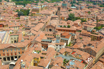 Fototapeta na wymiar Bologna aerial cityscape view of medieval city, Italy