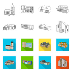 Vector illustration of facade and housing logo. Set of facade and infrastructure stock symbol for web.