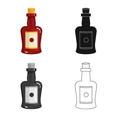 Vector design of bottle and wine logo. Set of bottle and fortified stock symbol for web.