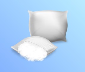 Fototapeta na wymiar White Blank Sintepon Pillows Mock Up Isolated