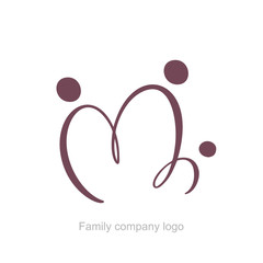 Abstract vector family with kid icon. Together symbol. Illustration logo, heart shape