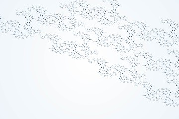 Structure molecule and communication. Dna, atom, neurons. Scientific concept for your design. Connected lines with dots. Medical, technology, chemistry, science background. Vector illustration.